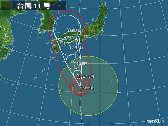 台風１１号の予想進路