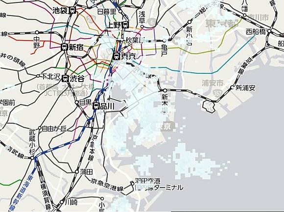 tenki.jp豪雨レーダー（21日朝8時ごろ）