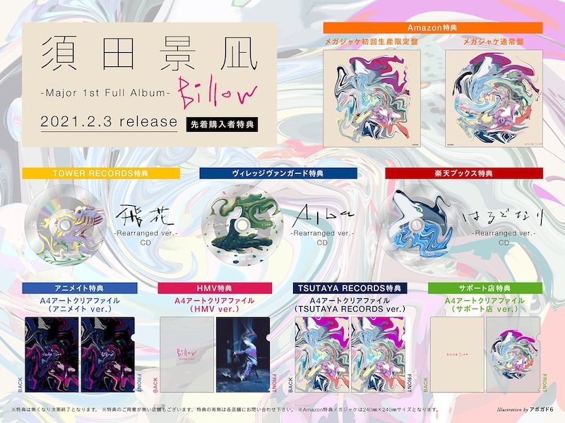 須田景凪の初全国ホールツアーが2月から開催＆アルバム『Billow』特典公開