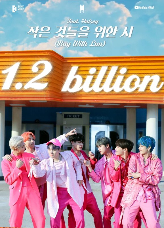 BTS「Boy With Luv（feat. Halsey）」MVが12億再生突破、ホールジー参加の軽快な作品