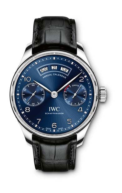 （写真２）ＩＷＣ「ポルトギーゼ・アニュアル・カレンダー」。自動巻き、ステンレススチール、ケース径４４.２ミリメートル、今春発売予定。２５０万円（税抜き予価）