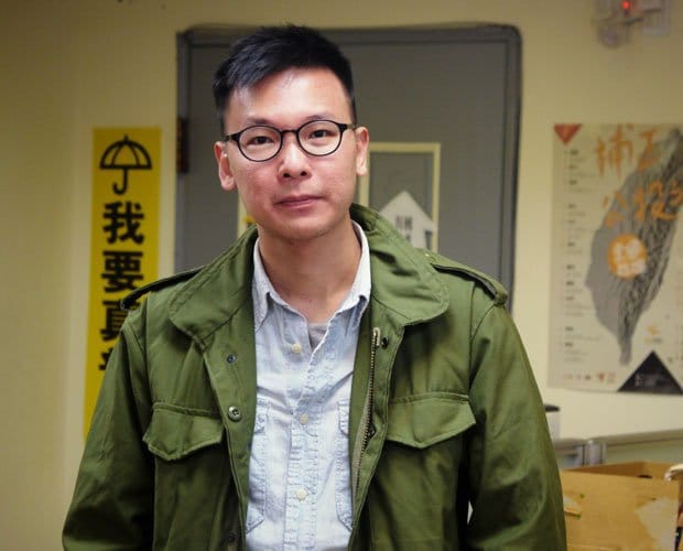 台湾大学大学院生林飛帆さん（２７）社会運動には２００８年から加わり、ひまわり運動のカリスマ的リーダーと言われた。「決定以上にその過程の難しさ、複雑さが胸に残る。長年静かに見えていた日本の若者が昨年、安保法に関連して街に出たのには興奮した」（撮影／吉岡桂子）