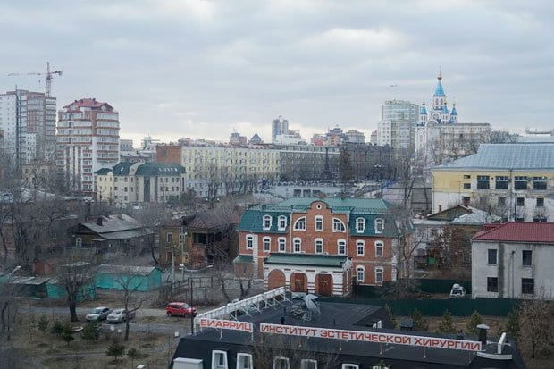 ホテルから見たハバロフスクの街
<br />