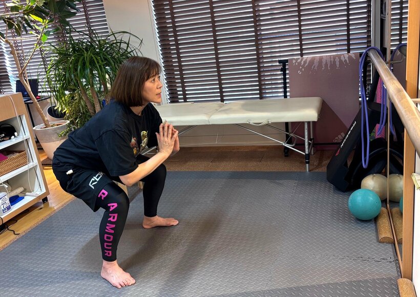 スタジオでトレーニングをする武内陶子さん（本人提供）