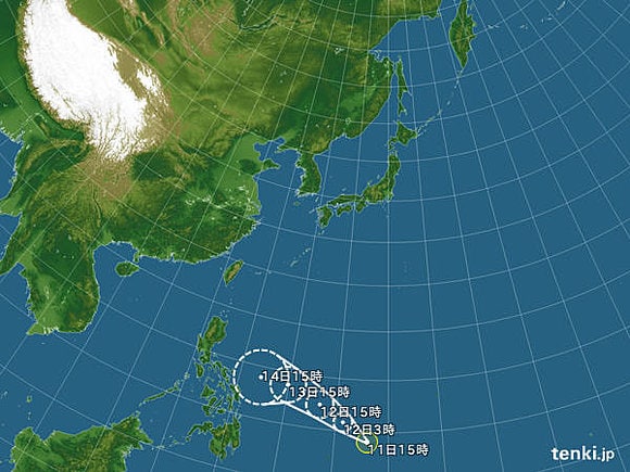 台風２７号は西よりに進む見込み