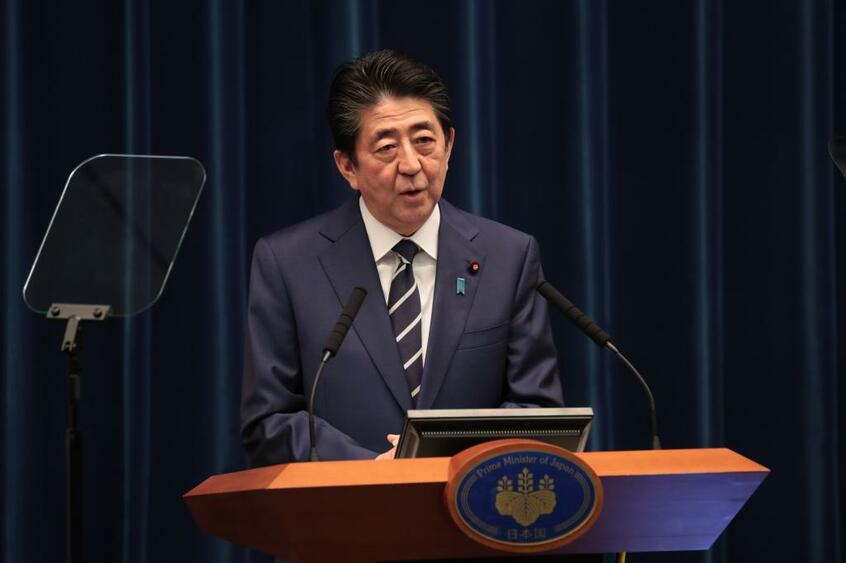 記者会見した安倍晋三首相（Ｃ）朝日新聞社