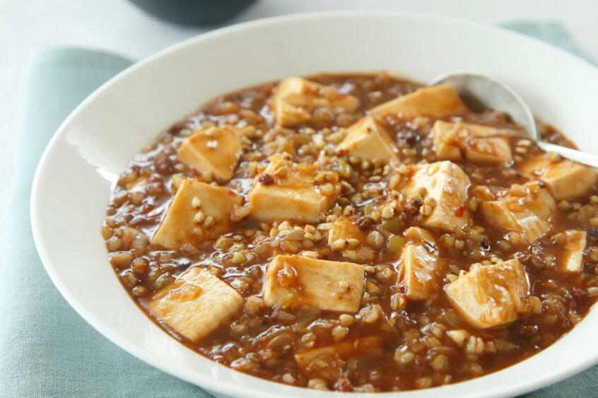 ひき肉の代わりにそばの実。見た目は麻婆豆腐そのもの!