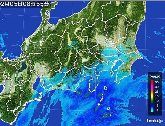 今朝　関東南部で弱い雨
