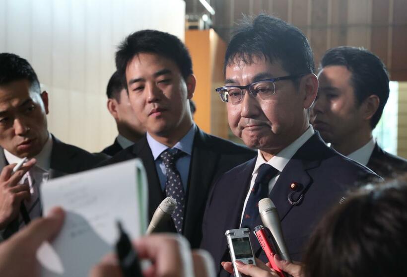 公職選挙法で違反で起訴された衆院議員の河井克行被告（C)朝日新聞社