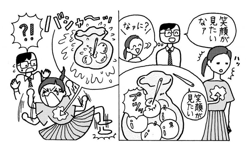 キレてしまう人がいる一方で、キレたくてもキレることができない人、泣きたいのに泣けない人もいる。どちらも心の中では同じことが起きているという（ｉｌｌｕｓｔｒａｔｉｏｎ　田房永子／ＡＥＲＡ　２０２１年１０月１１日号より）