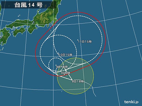 台風１４号の進路予想図
