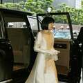 納采の儀で贈られた絹布で仕立てられた内親王や女王方のドレス姿