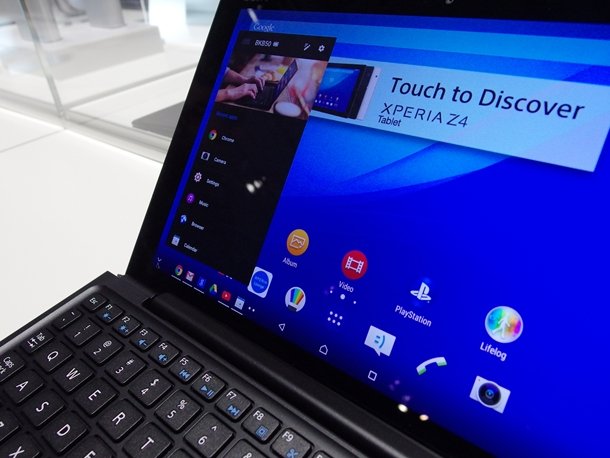 「Xperia Z4 Tablet」。メニューランチャーを表示したところ