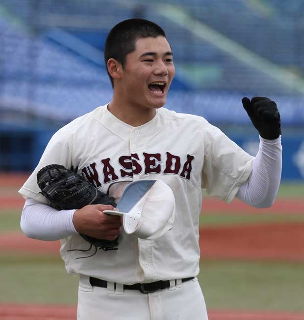 ２０１５年以来の甲子園に臨む早稲田実（東京）の清宮幸太郎　（ｃ）朝日新聞社