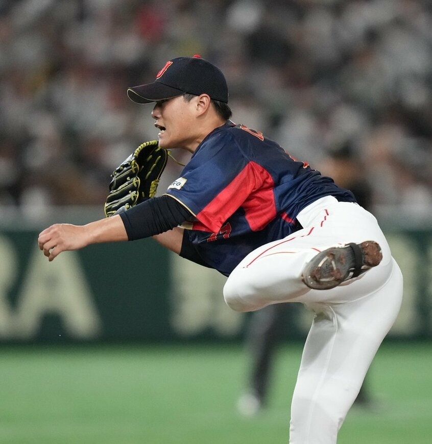 板野の夫で東京ヤクルトスワローズの高橋奎二投手(2023年、WBC)