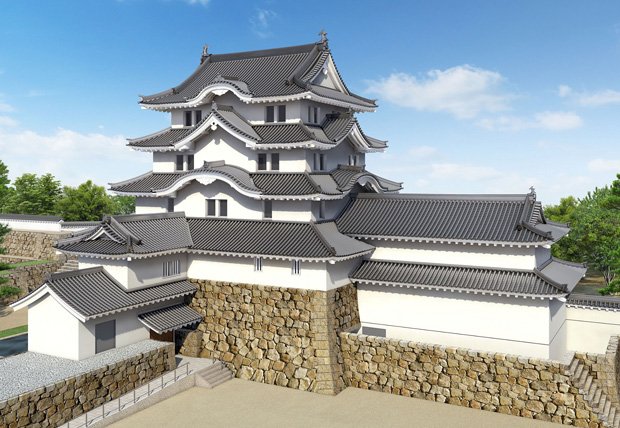 ２０１８年秋に竣工予定の尼崎城の完成イメージ図（兵庫県尼崎市提供）