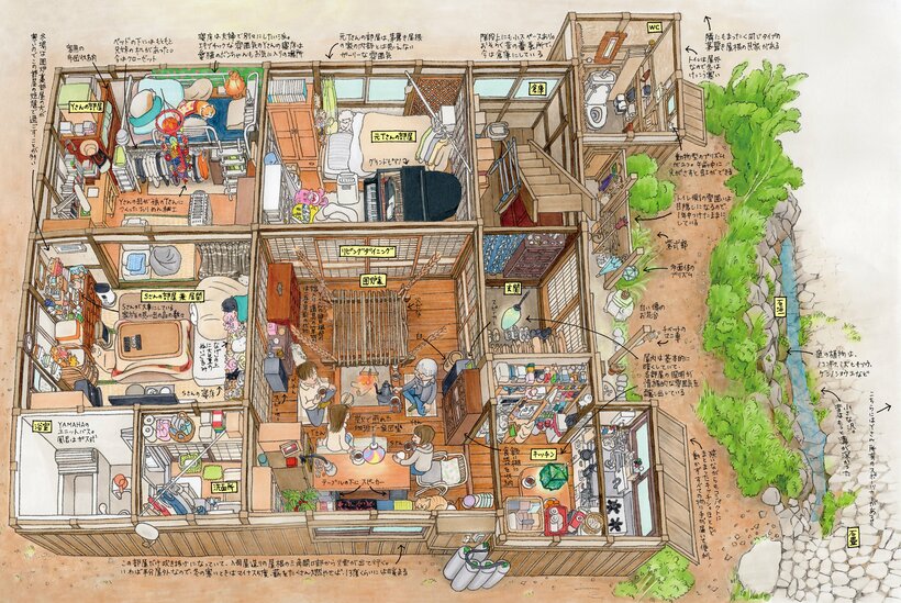 茅葺き屋根の古民家（Illustration：杉本彩子〈kucci〉）