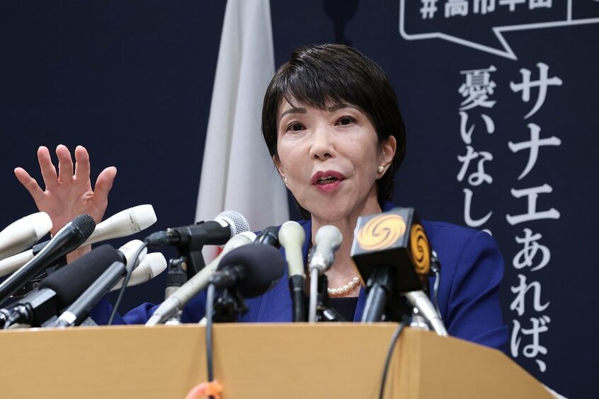 自民党総裁選への立候補表明の会見に臨む高市早苗氏