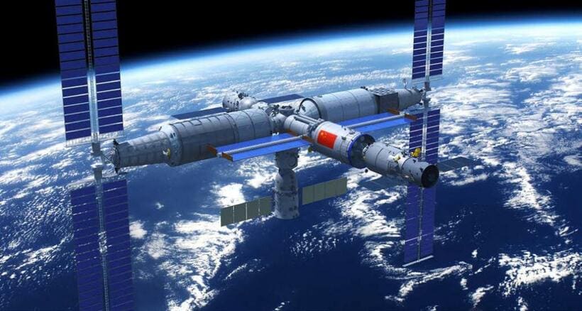 中国3機目の宇宙ステーション「天宮」はISSより小ぶりだが、「二つのリビングと三つの部屋を備える宇宙の豪邸」と報じられている／（C）CMSA