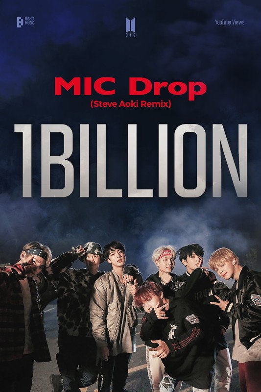 BTS「MIC Drop」リミックスMV、通算4作目となる10億再生突破