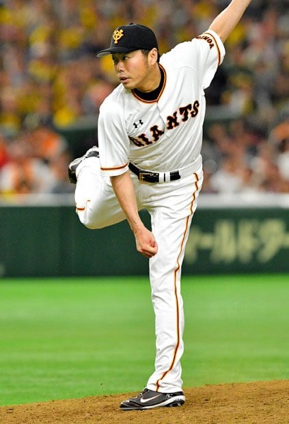 東京ドームで阪神打線を抑えた上原浩治 (c)朝日新聞社