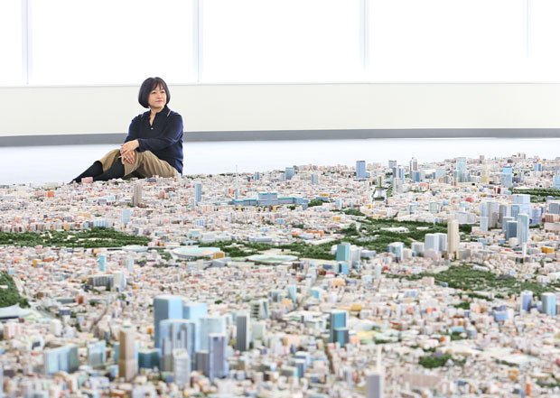 森ビルが製作した１／１０００スケールの模型。東京を俯瞰できる。現在都内１４区が再現されている（撮影／写真部・松永卓也）