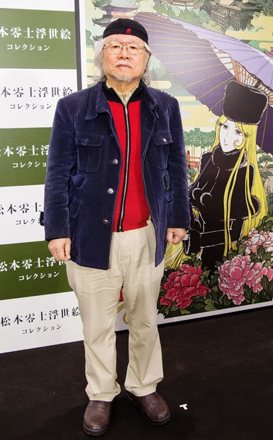 漫画家　松本零士／１９３８年、福岡県生まれ。高校１年で投稿作が漫画誌に掲載され、漫画家デビュー。テレビアニメ「宇宙戦艦ヤマト」（７４年）で監督などを務めたのを機に、「銀河鉄道９９９」などの作品が続々テレビアニメ化されて大ヒット。松本アニメブームを巻き起こした＝３月７日、松本作品をモチーフにした浮世絵の発表会見で（撮影／写真部・堀内慶太郎）