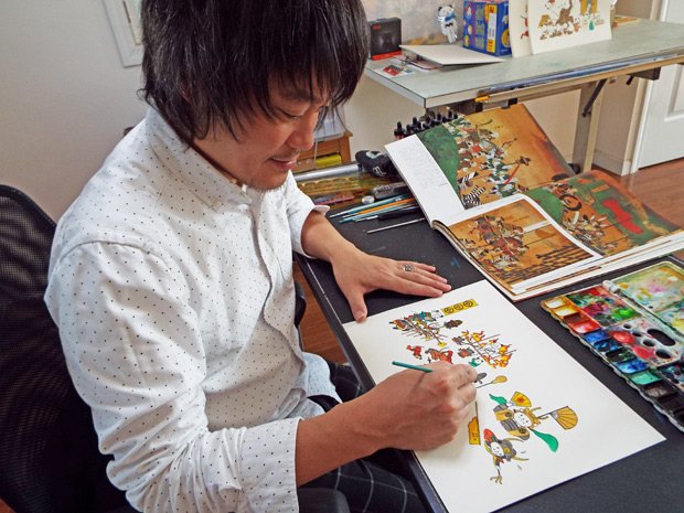 パンダ絵師　あごぱんさん（３８）／１９７９年、鹿児島県生まれ。２００６年、パンダ絵師に。鹿児島県・霧島アートの森で個展を開催中（１８年１月１４日まで）（写真：本人提供）