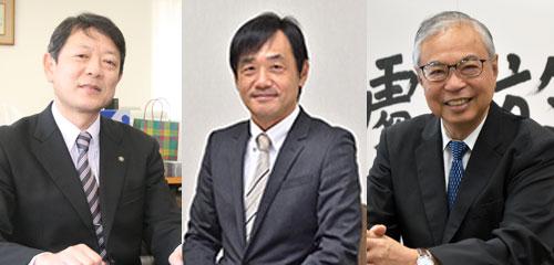 写真左から日比谷の武内校長、桐蔭学園の岡田校長、灘の和田校長