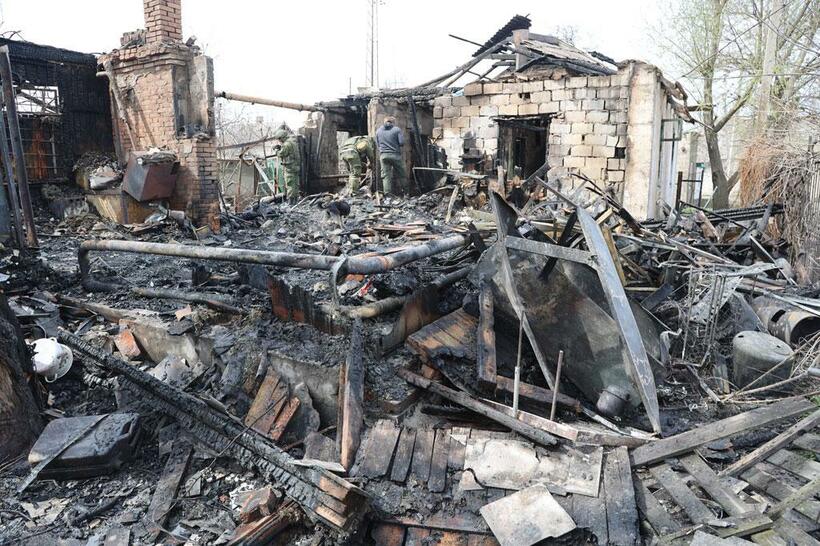 ウクライナ・ドネツク州の親ロシア派支配地域で破壊された住居（写真：ｇｅｔｔｙｉｍａｇｅｓ）