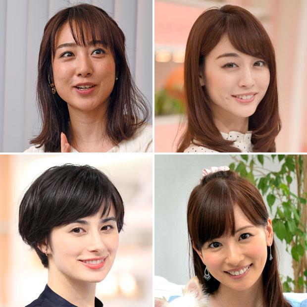 川田裕美（左上）、新井恵理那（右上）、皆藤愛子（右下）、ホラン千秋（ｃ）朝日新聞社