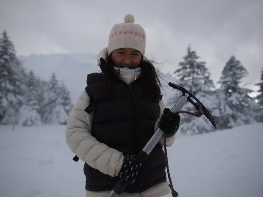 2013年2月、初めての登山は八ヶ岳（絵子さん提供）