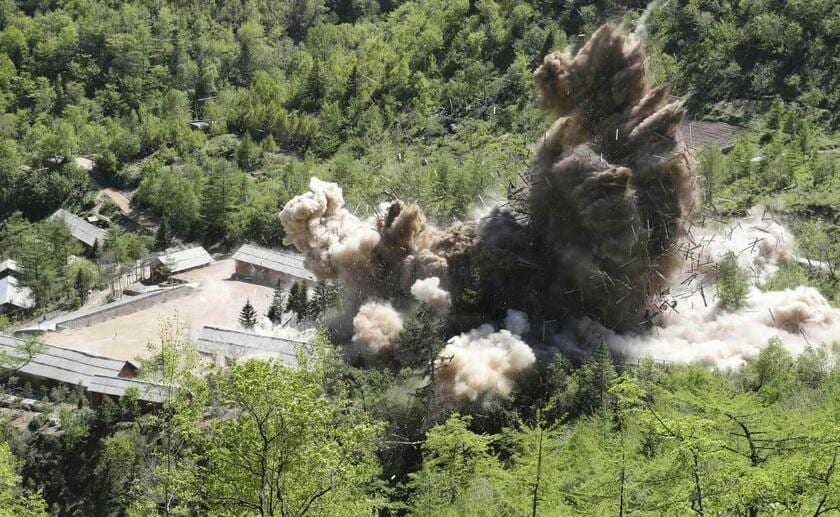 豊渓里核実験場は２０１８年５月、北朝鮮当局によって一度は爆破され閉鎖されたが、建設作業が進んでいる