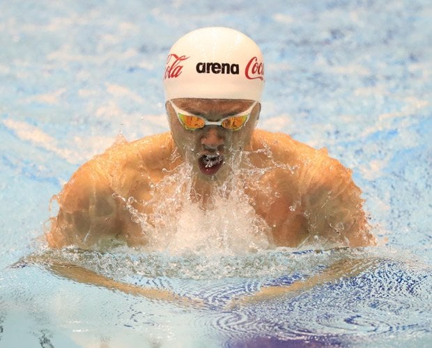 男子100メートル平泳ぎ決勝で派遣標準記録を突破できなかった北島康介（c）朝日新聞社