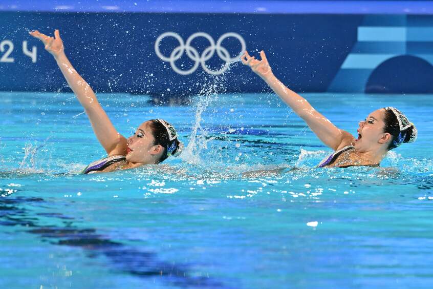 ASのデュエット比嘉もえ&佐藤友花は総合8位でメダルに届かず(ロイター/アフロ)