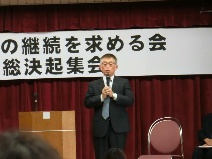 総決起集会に出席した泉房穂・前明石市長（撮影・今西憲之）