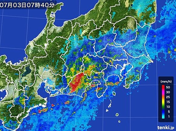 東海や関東　雨脚強まる