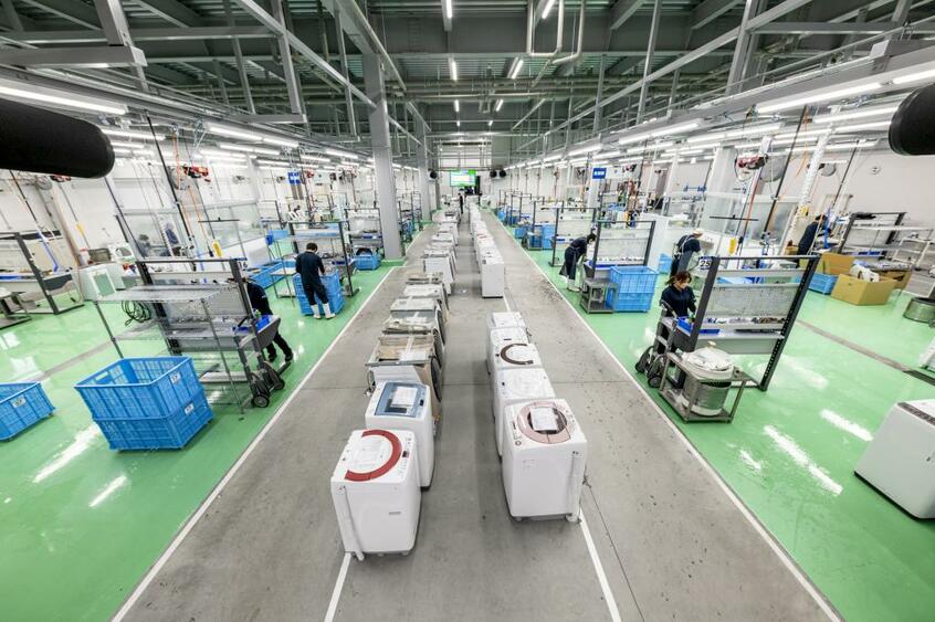 使用済み家電を扱う専用工場(ヤマダホールディングス提供)