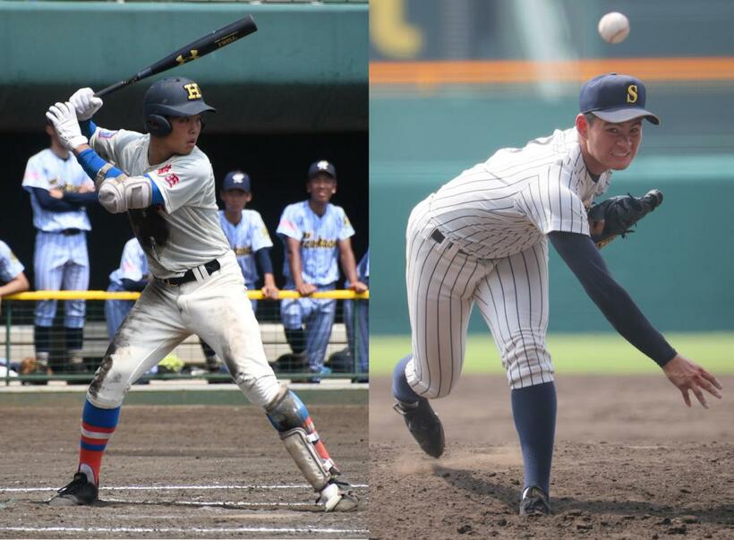 花咲徳栄の長距離砲・井上朋也（左）と、明石商のエース・中森俊介。その雄姿を甲子園で見たかった　（ｃ）朝日新聞社