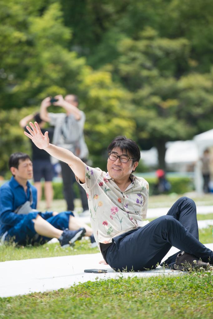 「天命だと感じた」という日比谷音楽祭の当日朝。公園各所での催しに声をかけて回った（撮影／門間新弥）