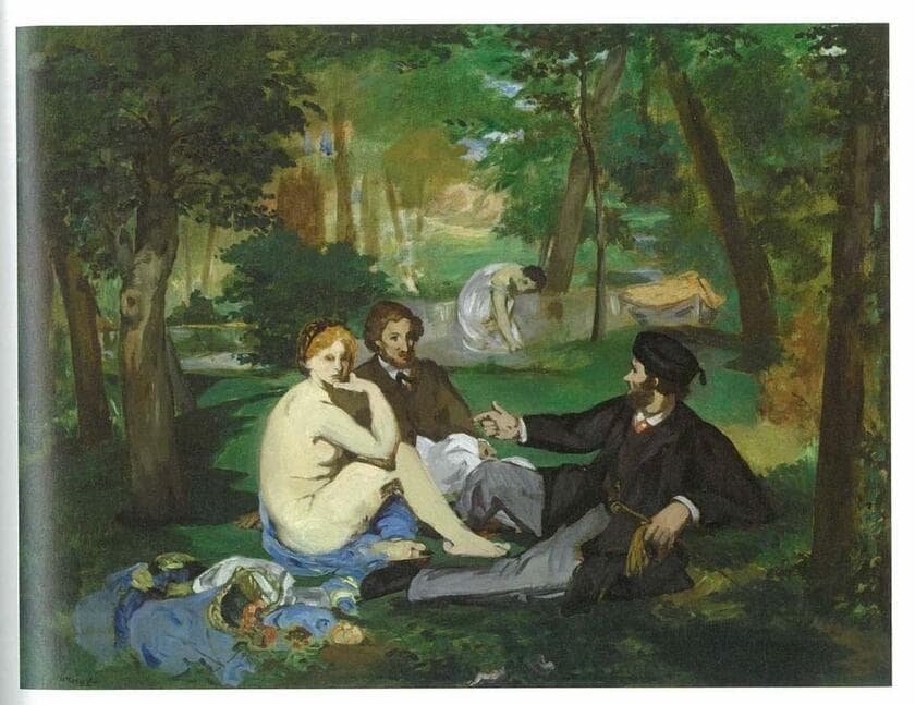 【草上の昼食】　エドゥアール・マネ　１８６３年頃・油彩、カンヴァス・８９．５×１１６．５ｃｍ　コートールド美術館　（ｃ）Ｃｏｕｒｔａｕｌｄ　Ｇａｌｌｅｒｙ　（Ｔｈｅ　Ｓａｍｕｅｌ　Ｃｏｕｒｔａｕｌｄ　Ｔｒｕｓｔ）
