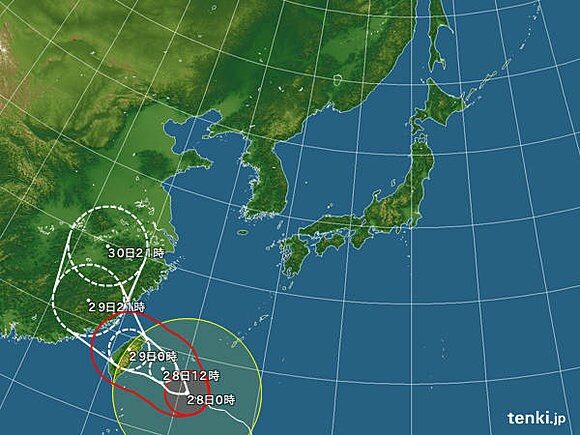 台風２１号の進路予想図