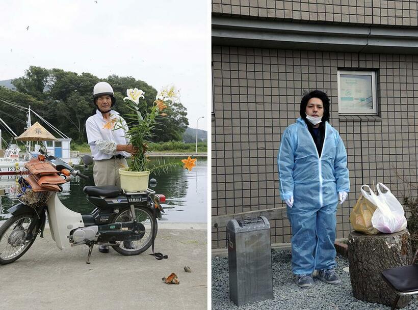 2013年1月1日 福島県南相馬市原町区中太田（左）、2013年2月22日 福島県双葉郡楢葉町山田岡（撮影：田代一倫）