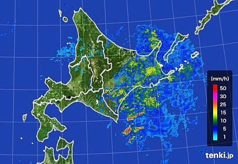 北海道付近の雨雲の様子