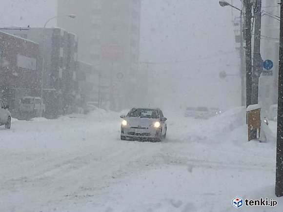 札幌で雪強まる（2017年12月8日）　撮影：日本気象協会北海道支社 岡本肇