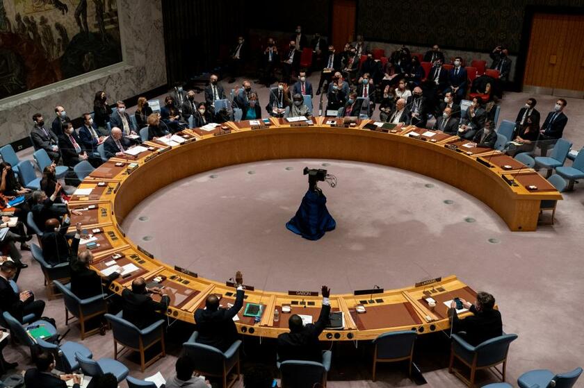 国連安全保障理事会はウクライナに侵攻するロシアを非難し、即時撤退を求める決議案を採決にかけたが、ロシアが拒否権を行使し廃案になった／2月25日（写真：ｇｅｔｔｙｉｍａｇｅｓ）